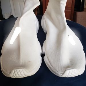 White stretch slip on sock sneakers